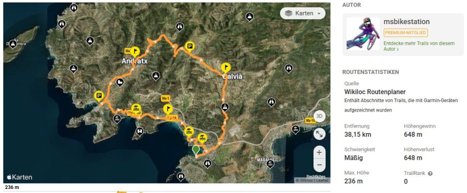 Tour 10 - Nachttour Tramuntana, Meer Bade Buchten MTB Bike Station Santa Ponca